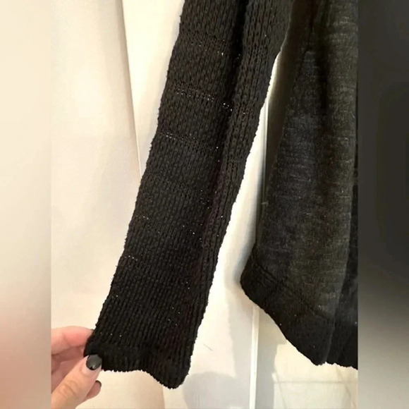 Lucky Brand | Black & Grey Open Front Waterfall Cardigan Size Medium M - Picture 4 of 9